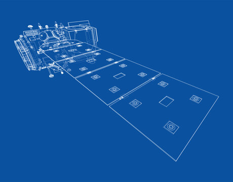 blueprint of a spacecraft module. Vector