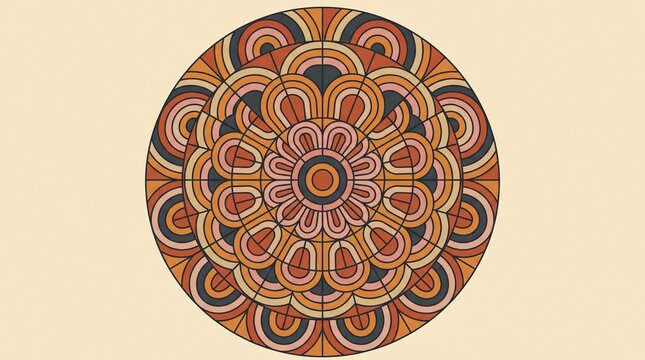 Circular brown geometric mandala pattern