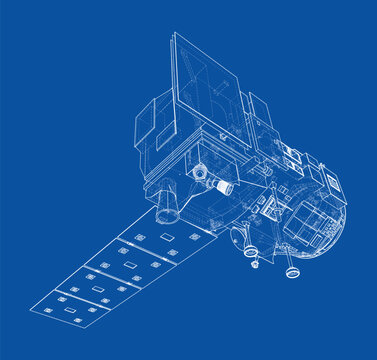 satellite blueprint design. Vector