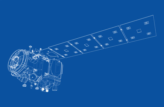 satellite blueprint design. Vector