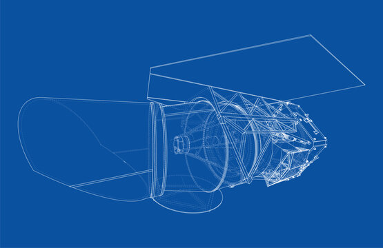 blueprint of a satellite design. Vector