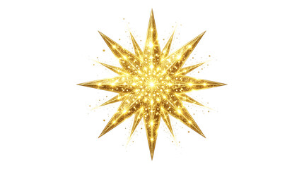 Fototapeta premium A radiant golden starburst sparkles brightly against a clear transparent backdrop