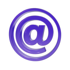 Obraz premium Purple 3D glass email at sign symbol isolated on transparent background