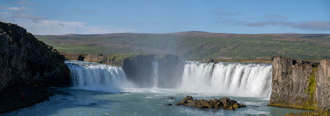 Panoramic View of Godafoss Waterfall in Northern Iceland © vadiml