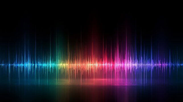 Colorful audio equalizer sound waves featuring vibrant frequency bars and dynamic music visualization elements.