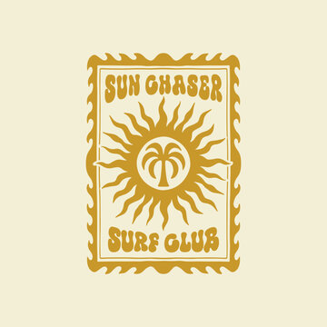 Vintage surf design template for surf club, surf shop, surf merch.	