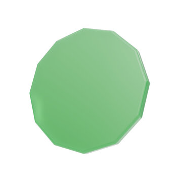 Green 3D glass decagon polygon geometric plate isolated PNG
