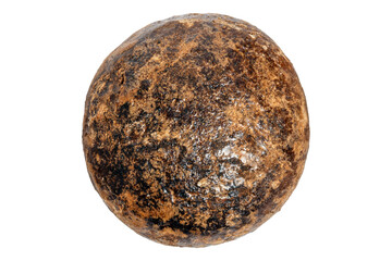 Fototapeta premium Ancient spherical cannonball with moderate corrosion and rust surface marks