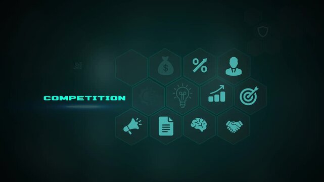 Business Competition and Market Positioning Concept with Competitive Strategy, Performance, Growth and Corporate Advantage