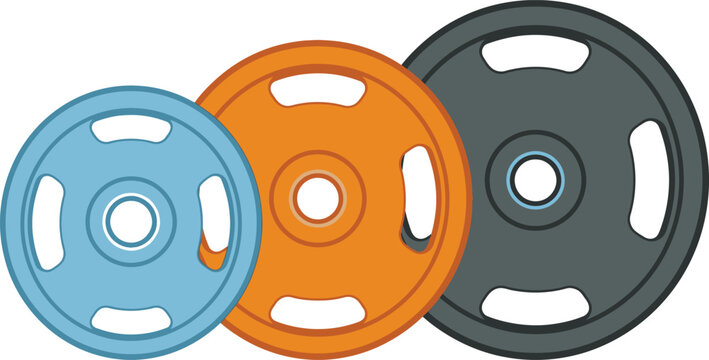 Set of colorful weight plates vector illustration isolated on white background