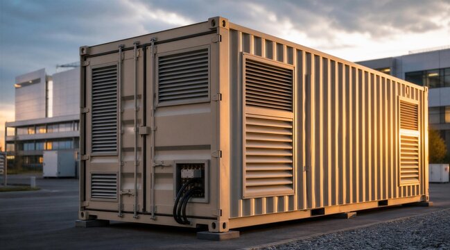 Industrial Container Generator Unit at Sunset Outdoor Facility