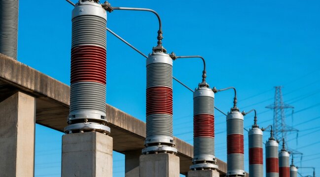 High Voltage Insulators at Electrical Power Substation