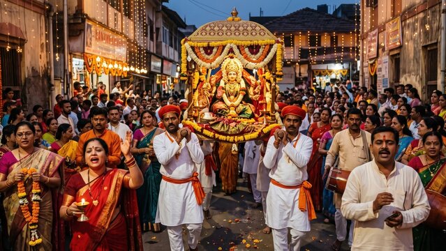 Amba Mata Procession &mdash; Devotional Navratri Street Celebration