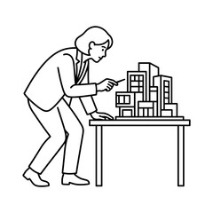 Fototapeta premium Businessman organizing moving boxes on table for office relocation or storage preparation