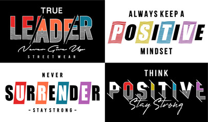 Obraz premium t shirt design graphics vector set, Positive slogan Quotes text lettering typography bundle