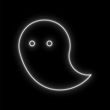 Hand-drawn style ghost neon lights featuring expressions of surprise, shock, and sudden inspiration&mdash;perfect for Halloween, haunted houses, horror themes, spooky settings, and monsters.