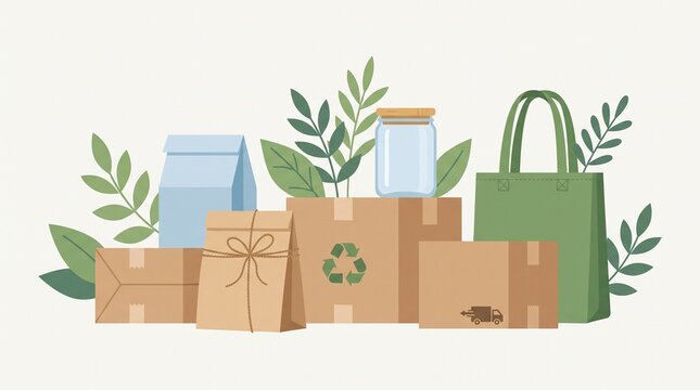  Sustainable Eco Friendly Packaging Vector Illustration