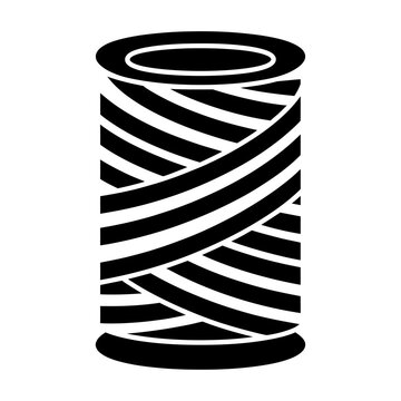 Black spool of thread icon vector illustration representing sewing and tailoring supplies