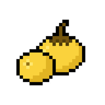 Pixel Art Illustration of Two Yellow Nance Fruits 