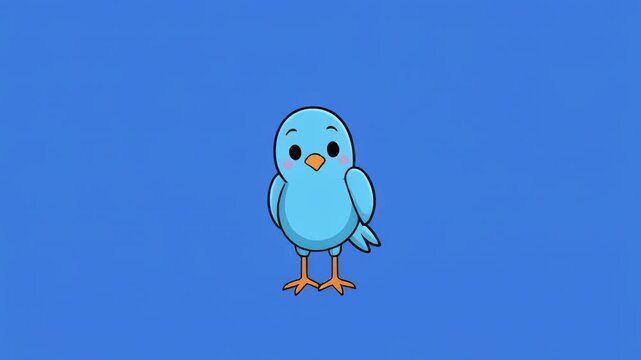 Adorable blue bird character animation with simple background for children's media projects
