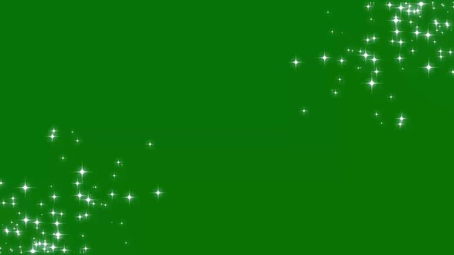 elegant starlight effect with twinkle doodle stars, glowing dust trail, fairy dust trail, elegant shimmering light streak on green background, smooth seamless loop motion graphics effect,4k