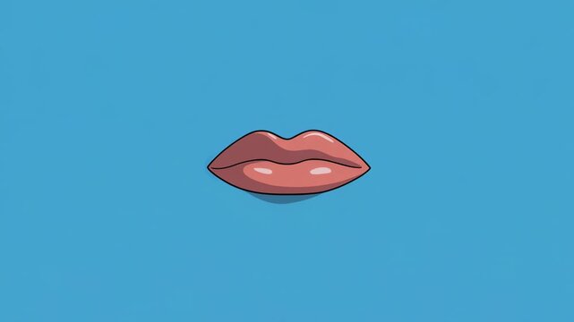 Animated Lips Synchronized Speaking in Clean Blue Background with Cinematic Motion
