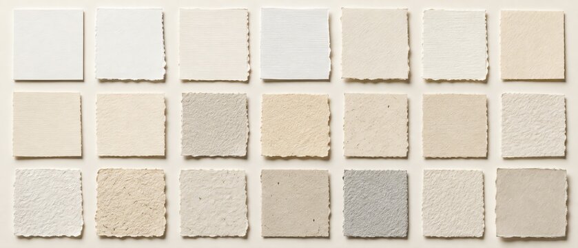Handmade White Paper Texture Swatches Collection Background