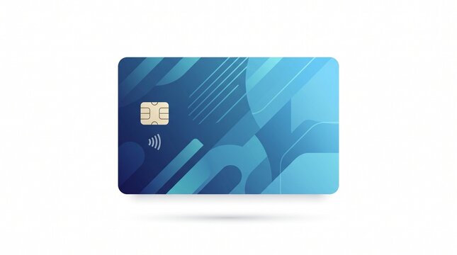 Blue Geometric Credit Card Vector Icon with Chip