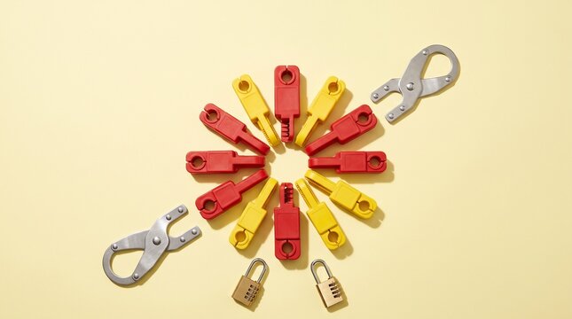Breaker lockouts and hasps in compliance layout