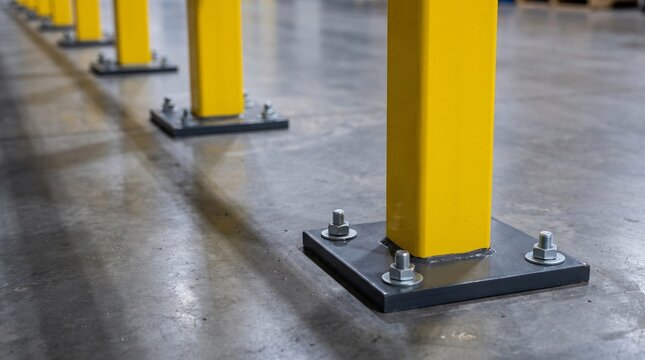 Anchored post bases for industrial safety fencing