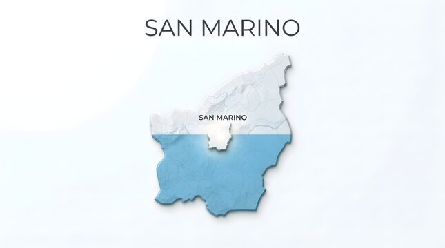 3d map of san marino with national flag colors and country name label on a clean surface