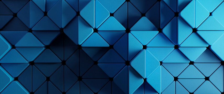 Abstract Geometric Background Blue Interlocking Triangles Squares Rounded Corners Textured Pattern Modern Design