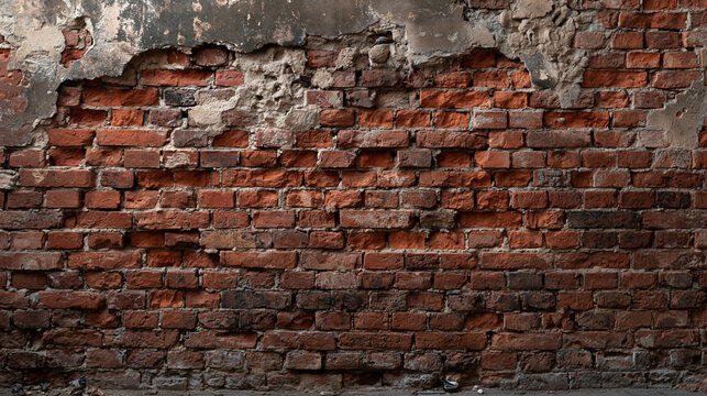 Old Weathered Red Brick Wall Texture Background