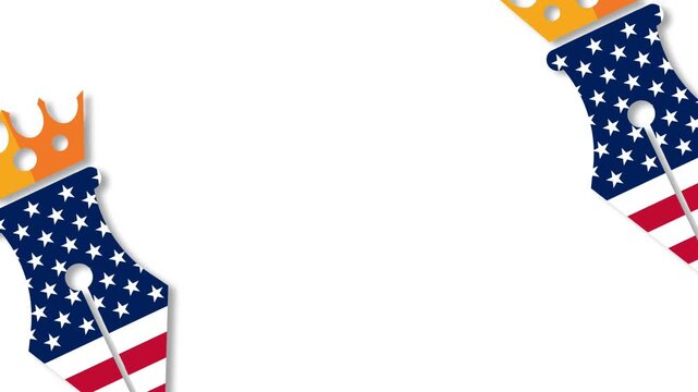Constitution Day and Citizenship Day Background with American Flag Pen Nibs and Crowns.