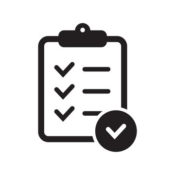 Approved Clipboard Checklist Icon with Check Mark Badge for Completed Tasks Verification Audit and Business Workflow