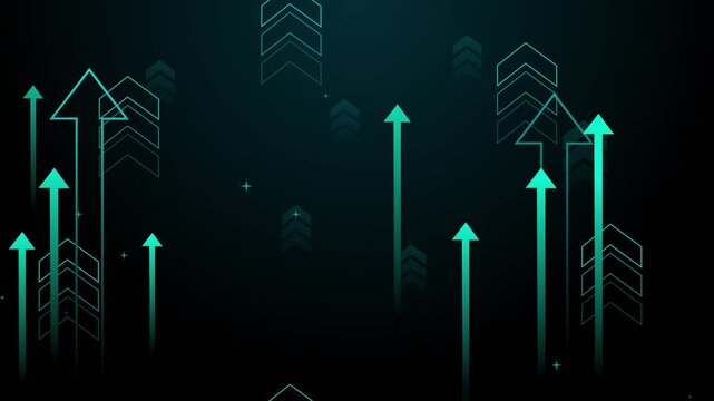 Abstract arrows pointing upward on dark gradient background animation