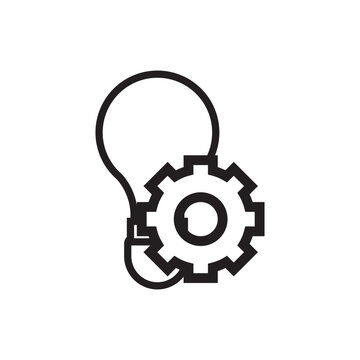 Lightbulb with Gear Line Icon for Innovation Process Vector