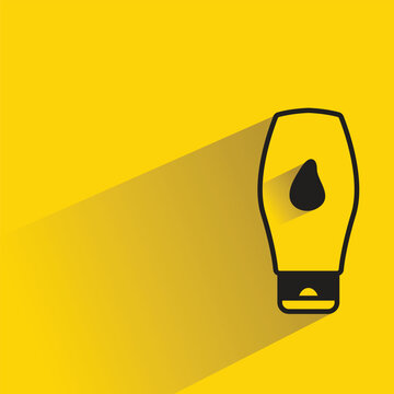hair serum bottle icon with drop shadow on yellow background