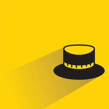 top hat icon with drop shadow on yellow background