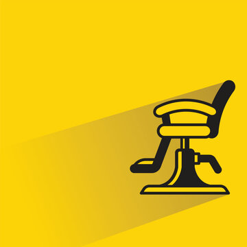barber chair icon with drop shadow on yellow background