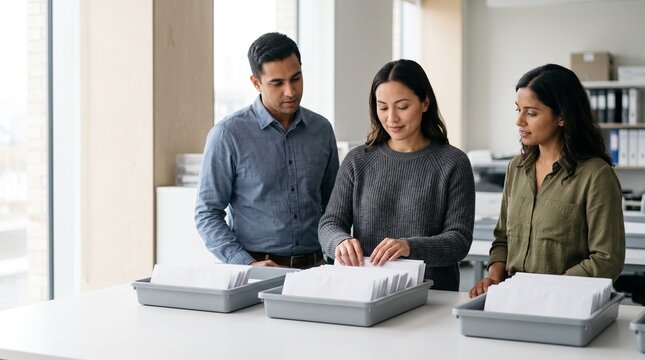 Staff review outgoing election mail correspondence