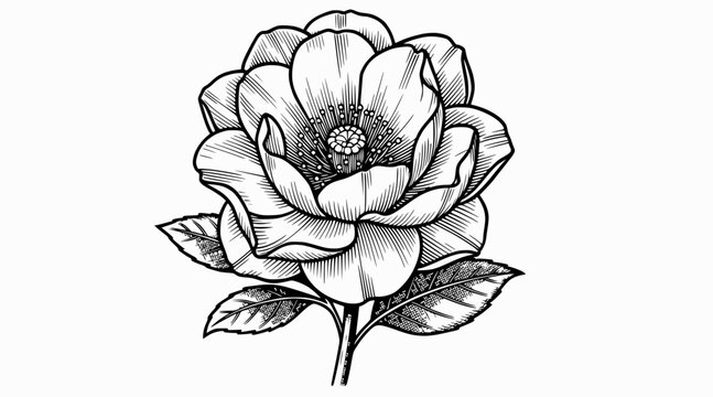 black and white rose flower illustration