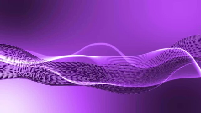 Abstract background with flowing translucent waveforms composed of dotted lines animation