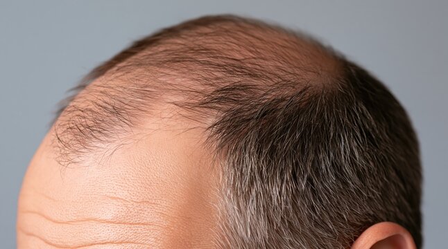 Man head with thinning hair and balding crown