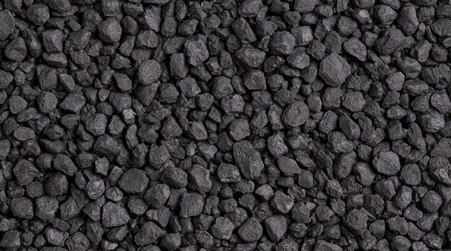 Top view of small black anthracite coal fragments