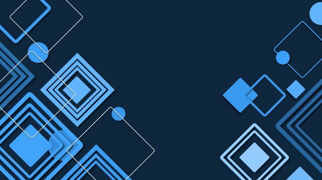 Background with overlapping geometric squares and angled lines animated