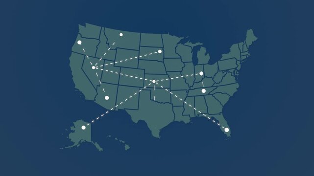 USA Communication Network with Signals Connecting Multiple Locations