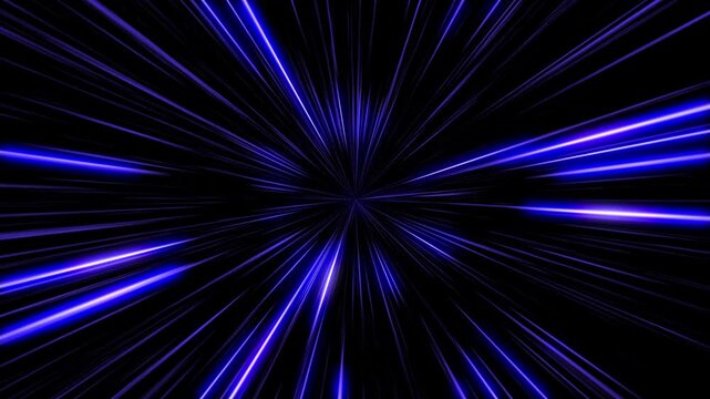 青い光線が放射状に広がるスピード感のあるSF背景