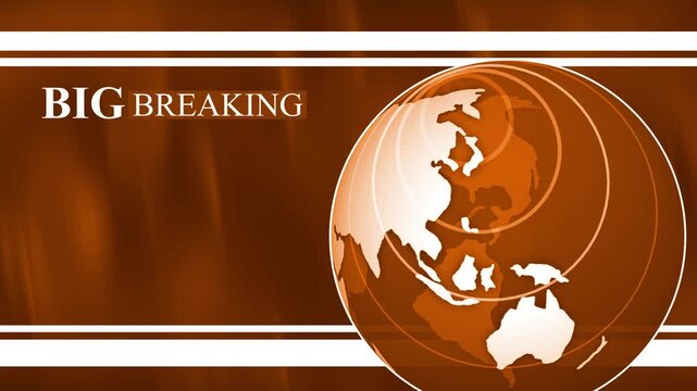 News background with globe and big breaking news headline background animation