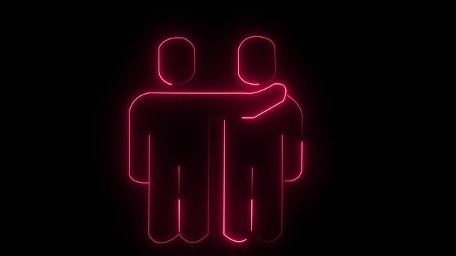 Red neon outline of two standing people